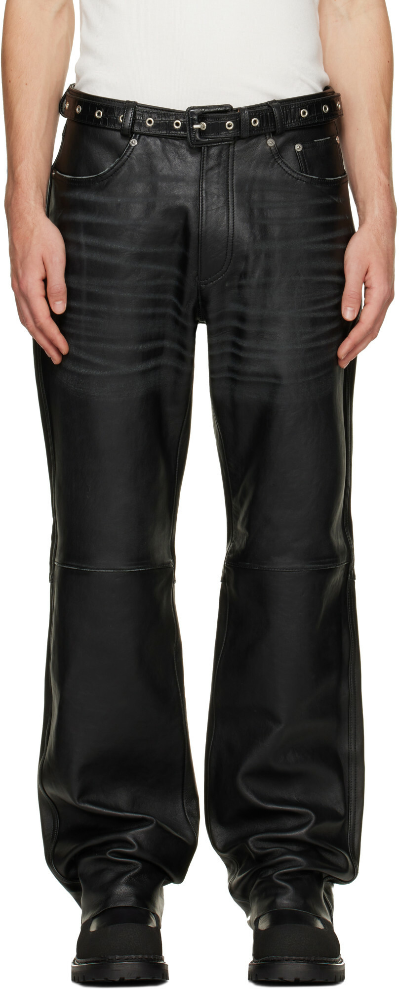 OUR LEGACY Black Carlson Cut Leather Pants