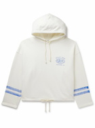 CHERRY LA - Striped Logo-Print Cotton-Jersey Hoodie - White