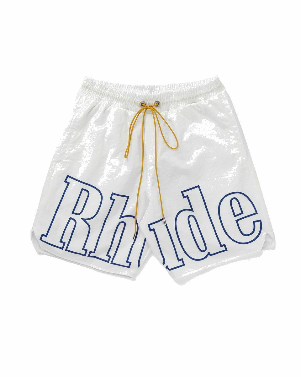 Photo: Rhude Logo Track Short White - Mens - Sport & Team Shorts
