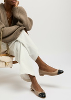 Stuart Weitzman Pearl-embellished Leather Ballet Flats Beige