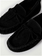 Mr P. - Shearling-Lined Suede Slippers - Black