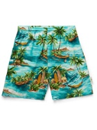 GO BAREFOOT - Outrigger Printed Cotton-Blend Shorts - Blue