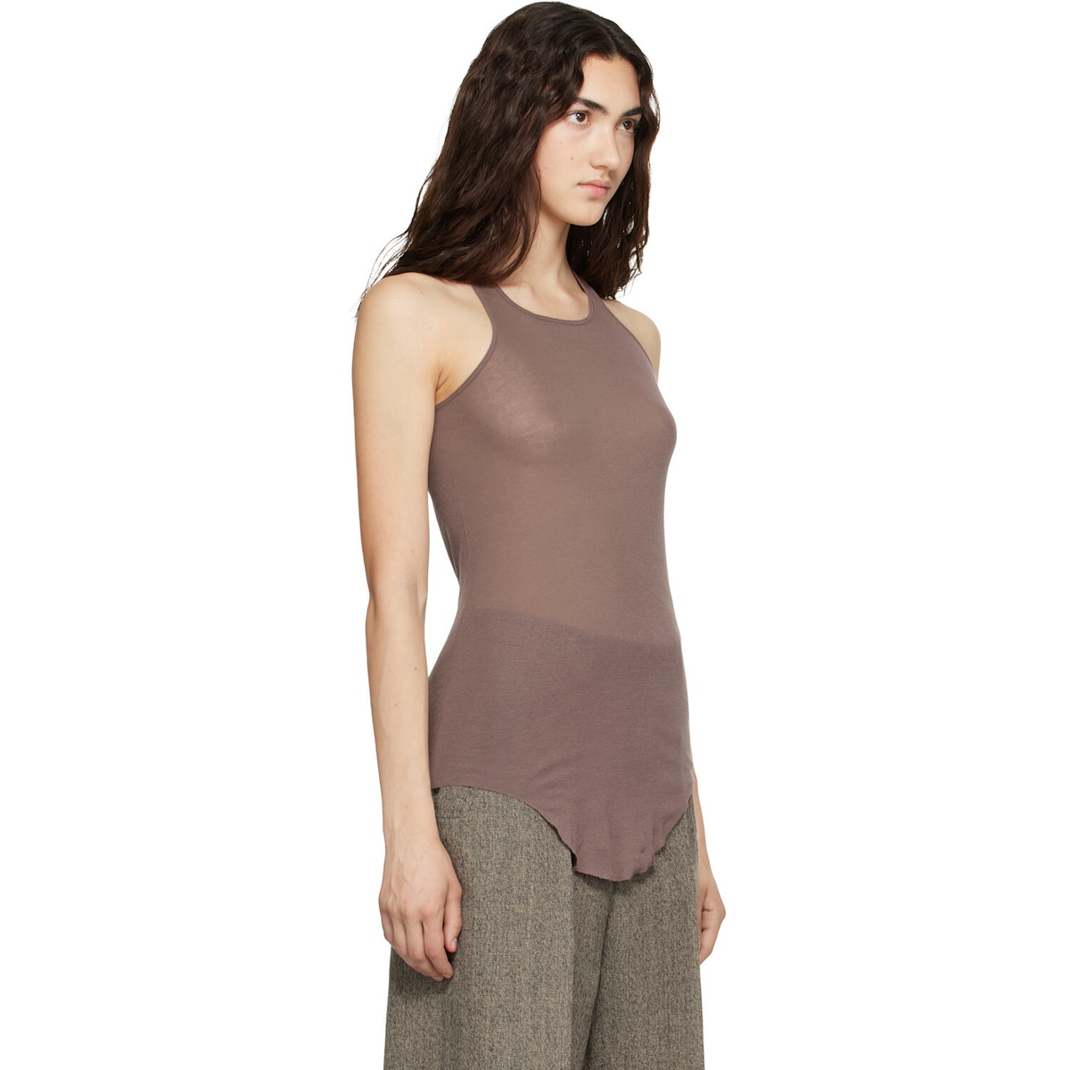 Rick Owens Pink Tower Basic Rib Tank Top