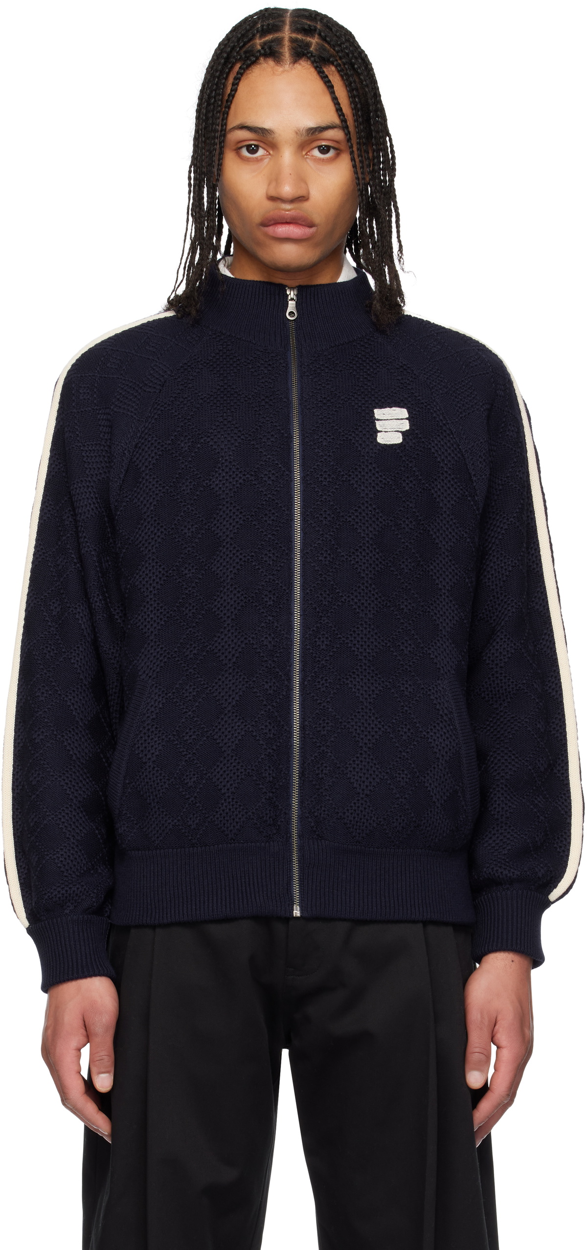 RICE NINE TEN Navy Knitted Training Track Jacket