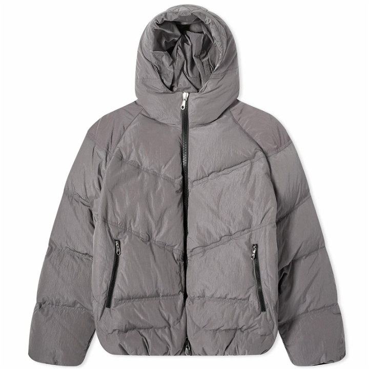 Photo: Cole Buxton Men's Hooded Insulated Jacket in Translucent Grey