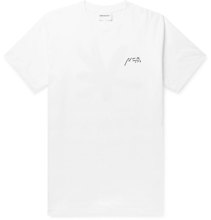 Photo: Norse Projects - Niels Logo-Print Cotton-Jersey T-Shirt - White