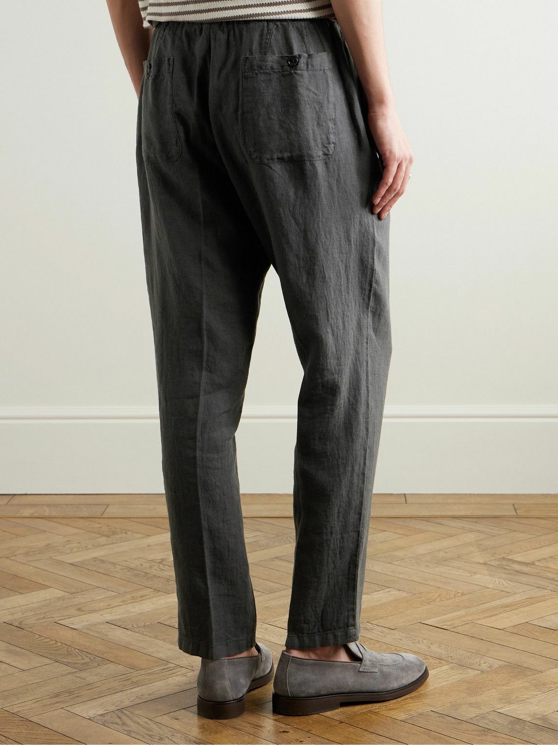 Altea - Mattia Straight-Leg Linen Trousers - Gray