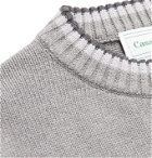 Casablanca - Striped Logo-Intarsia Cotton Sweater - Gray