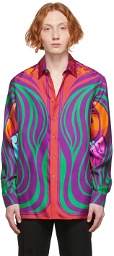 Versace Purple Silk Medusa Music Shirt