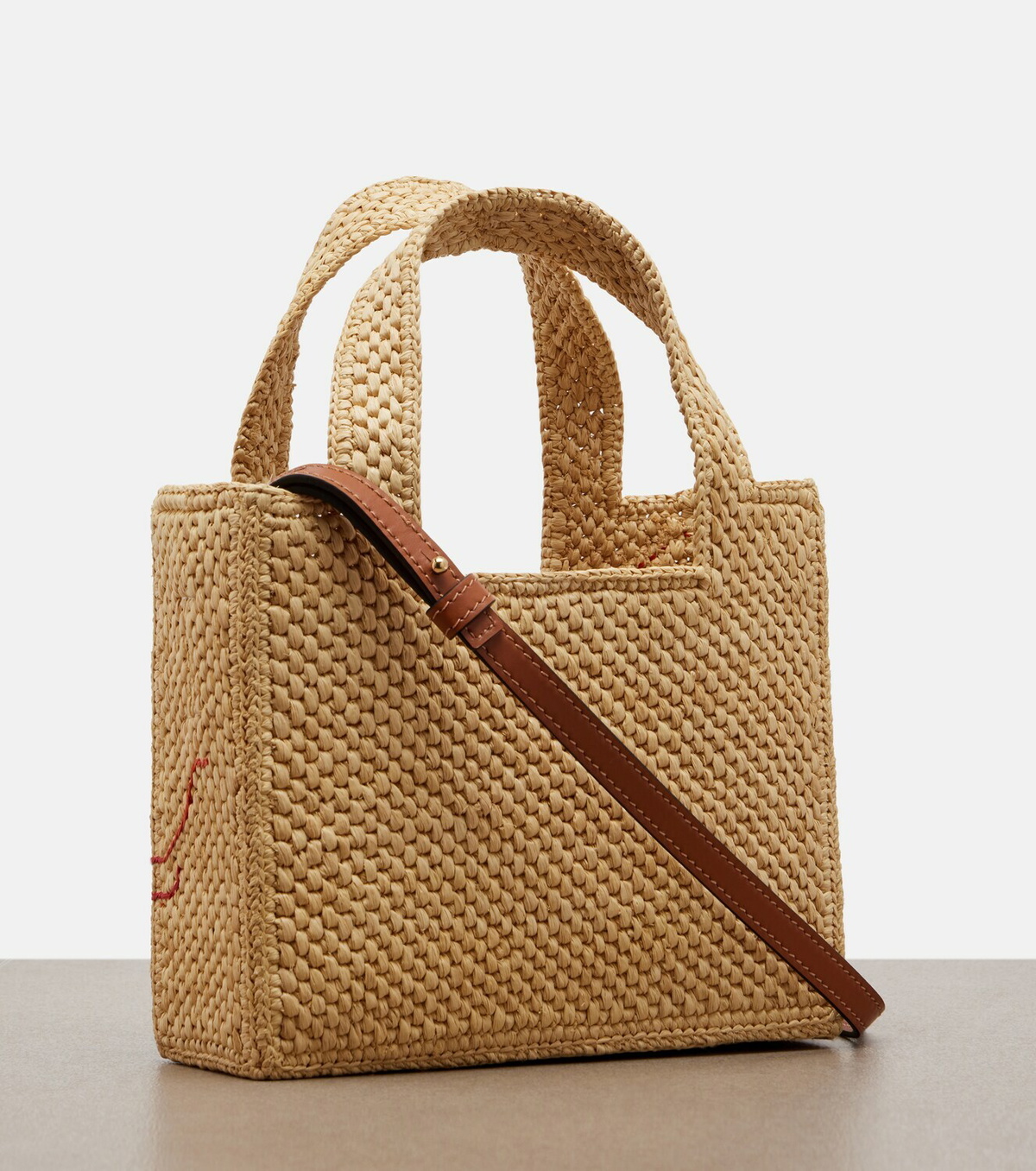 Loewe Paula's Ibiza Font Mini raffia tote bag