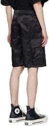 Solid Homme Black Crinkled Shorts