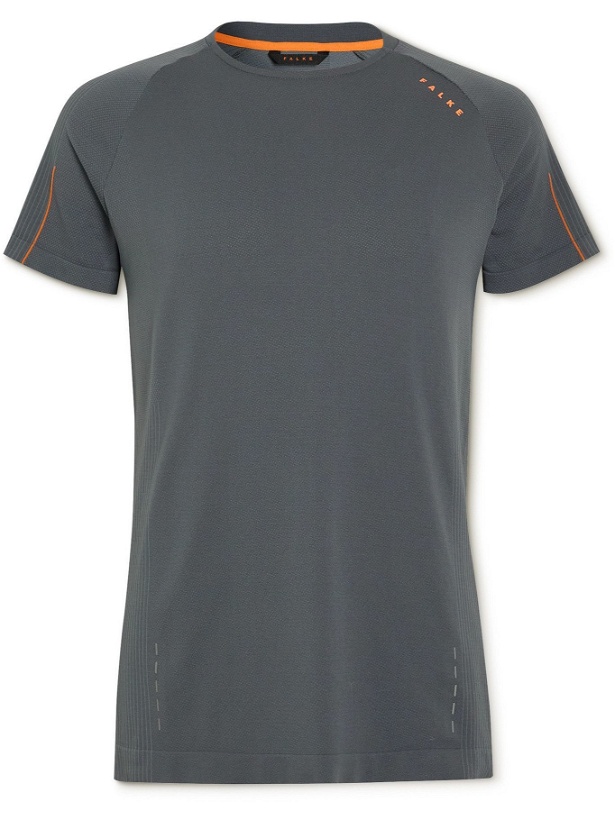 Photo: Falke Ergonomic Sport System - Active Logo-Print Stretch-Jersey T-Shirt - Gray