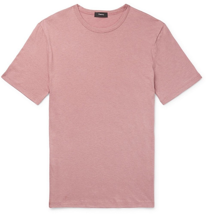 Photo: Theory - Air Essential Cotton and Cashmere-Blend T-Shirt - Pink