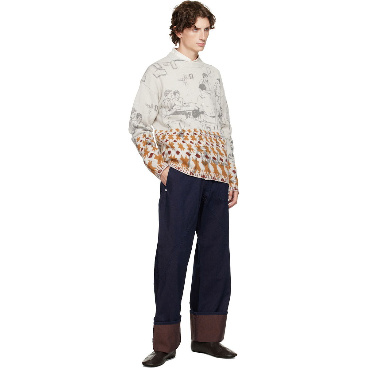 JW Anderson Gray Print Jacquard Sweater