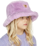 Versace Kids Purple Faux-Fur Medusa Bucket Hat