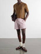 Orlebar Brown - Horton Striped Silk and Organic Cotton-Blend Polo Shirt - Brown