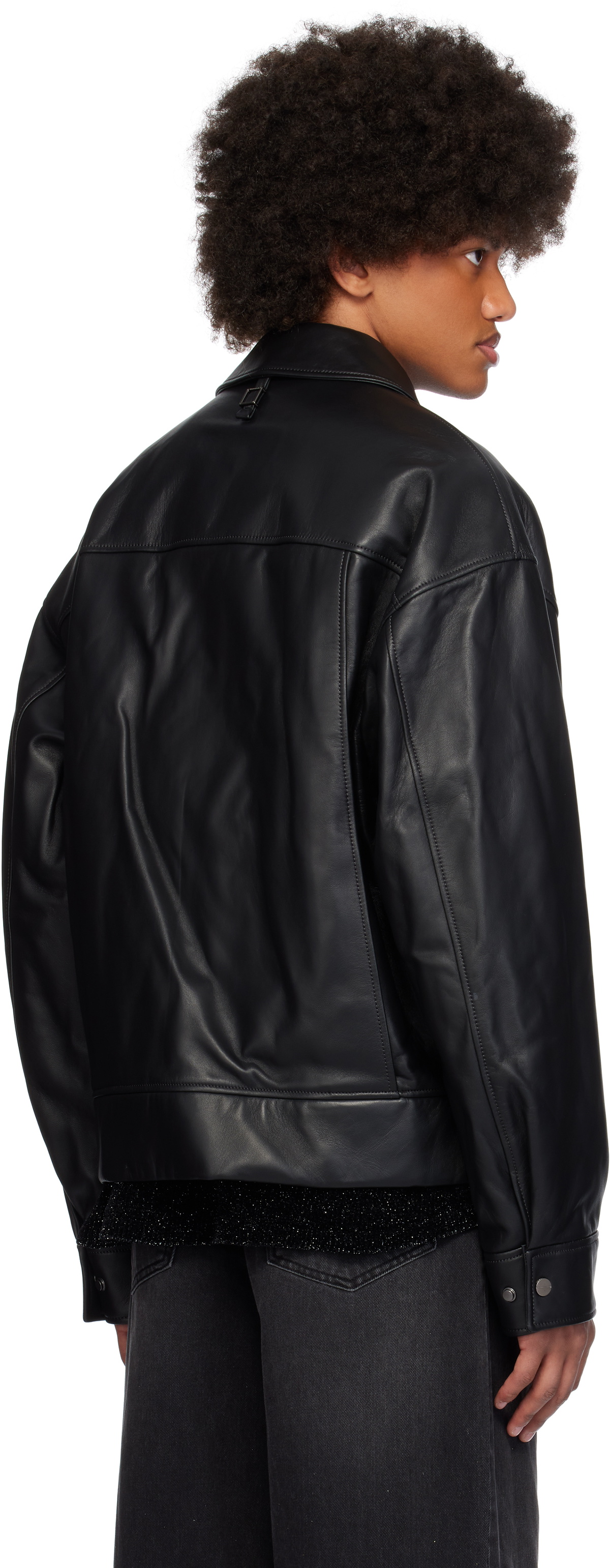 WOOYOUNGMI Black Padded Leather Jacket Wooyoungmi