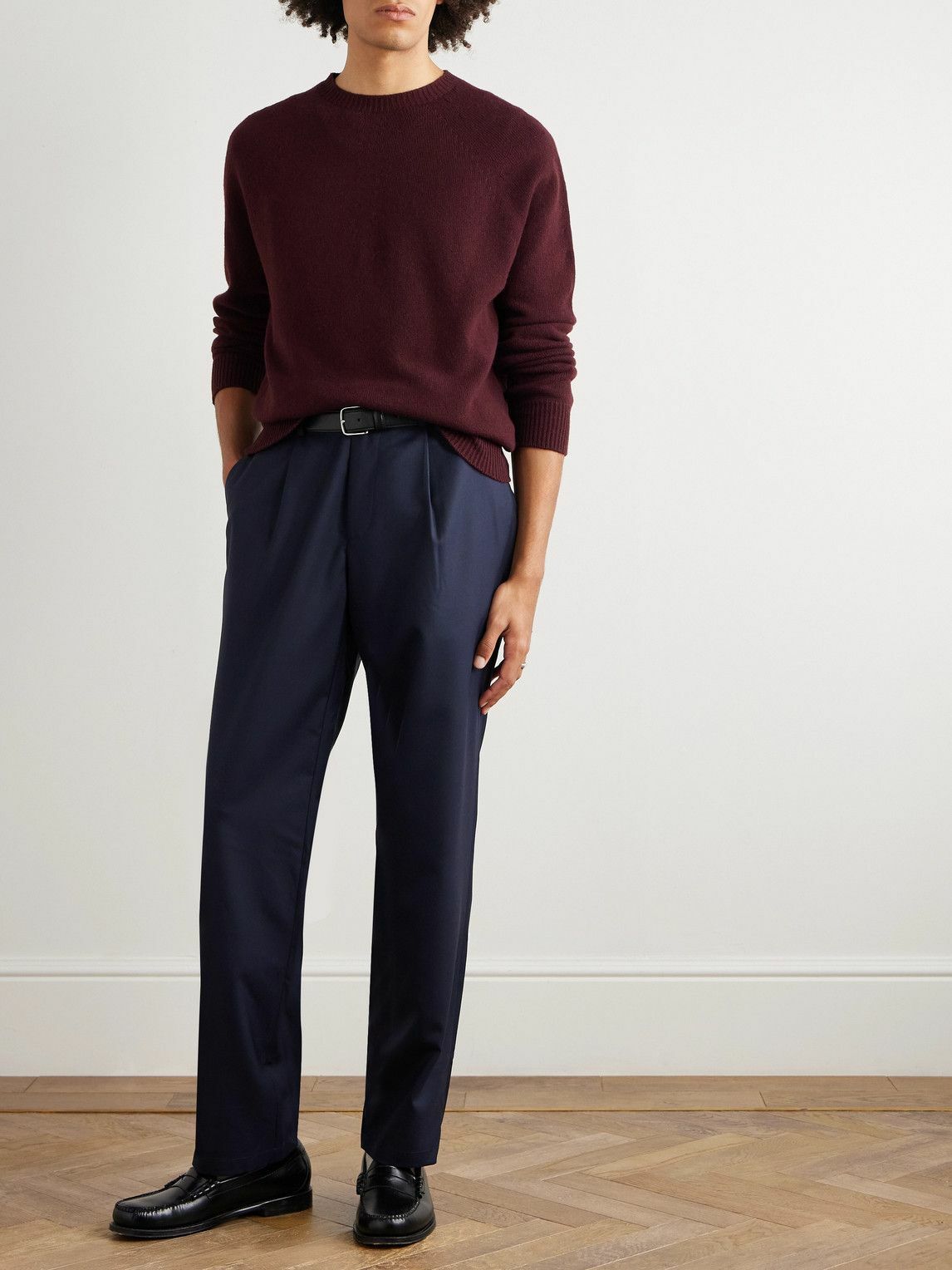 De Bonne Facture - Straight-Leg Pleated Super 130s Wool Suit Trousers - Blue