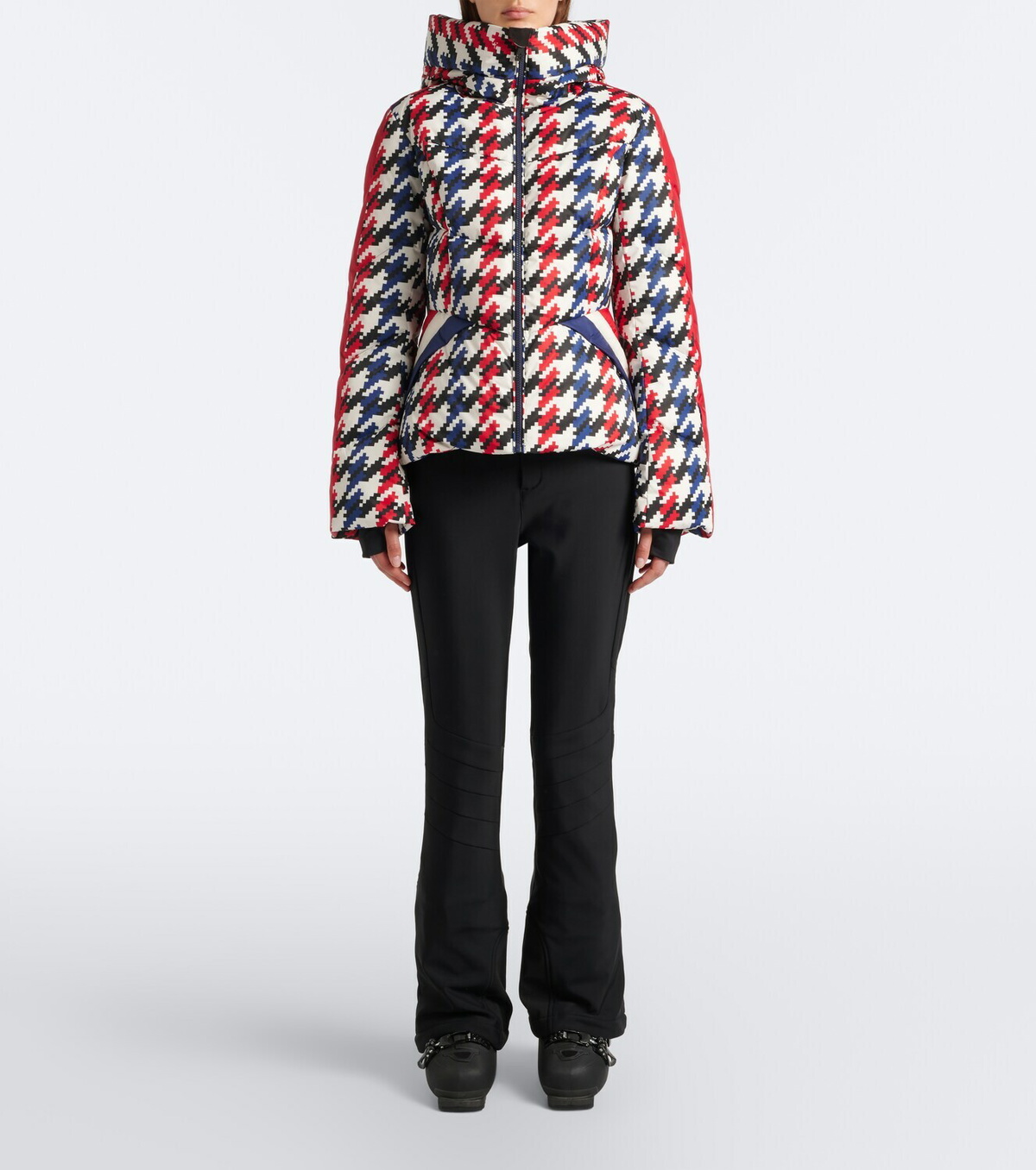 Perfect Moment Duvet houndstooth hooded down ski jacket