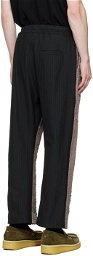 By Walid Brown Embroidered Trousers
