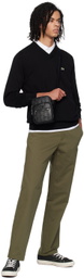 Lacoste Black Monogram Print Small Crossbody Bag