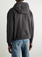 SAINT LAURENT - Logo-Embroidered Cotton-Jersey Hoodie - Gray