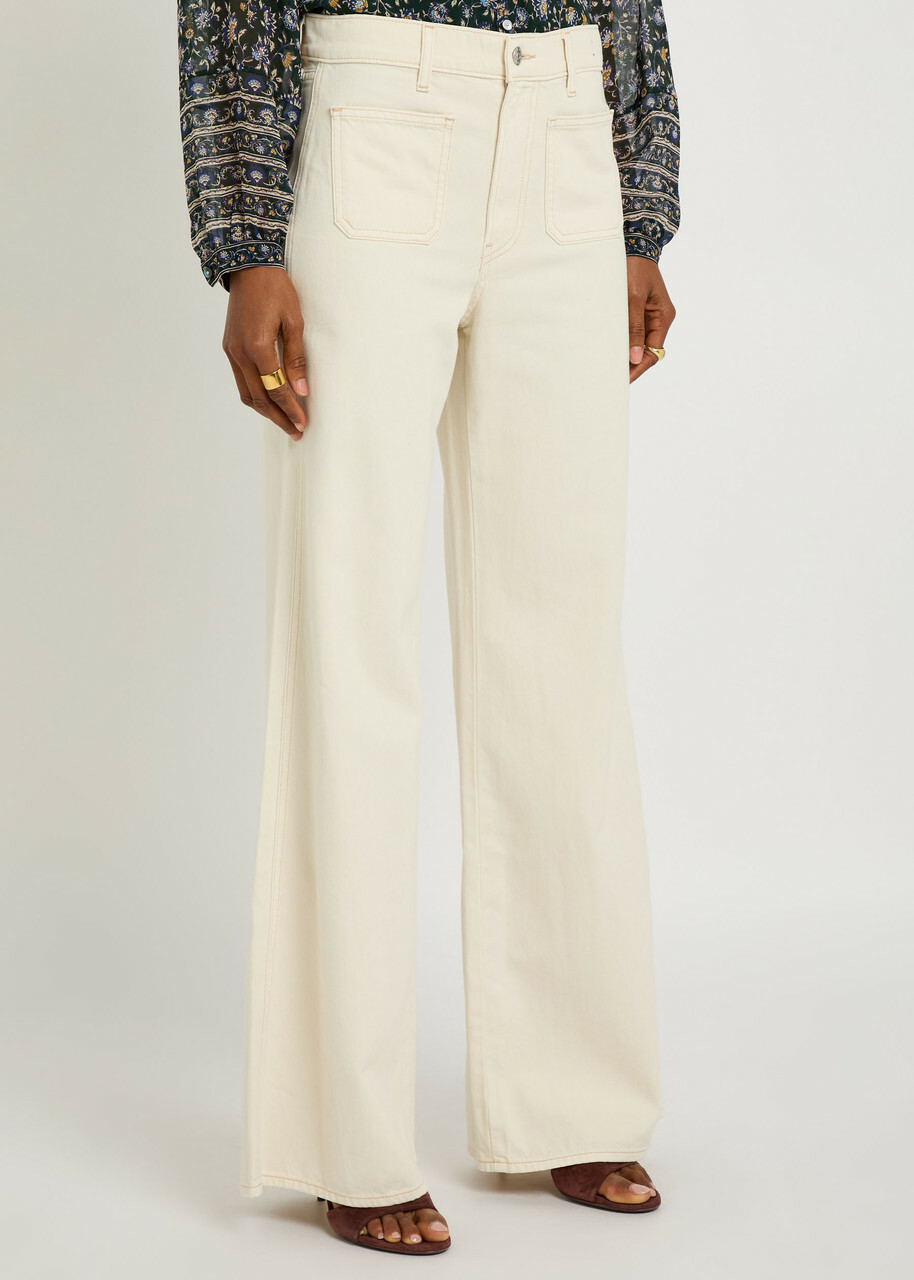 Veronica Beard Kasey Wide-leg Jeans Ecru