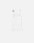 Pinko Reimagine By Pinko X Patrick Mc Dowell Ribbed Vest Top With Buckle Bright White