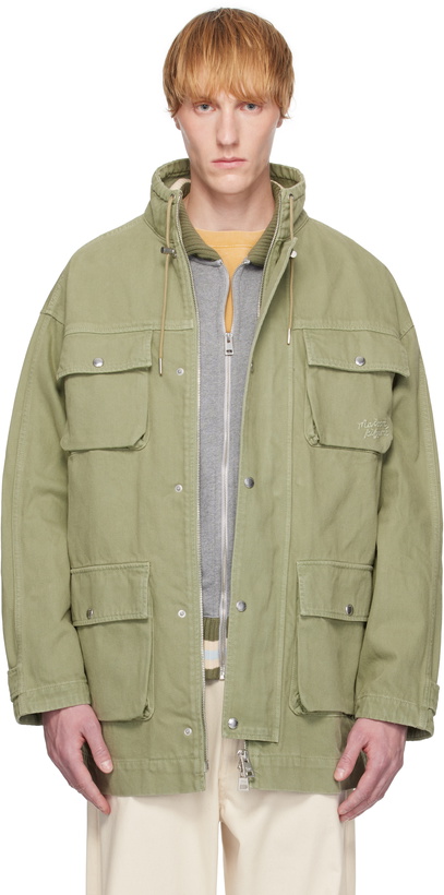 Photo: Maison Kitsuné Green Cotton Denim Parka
