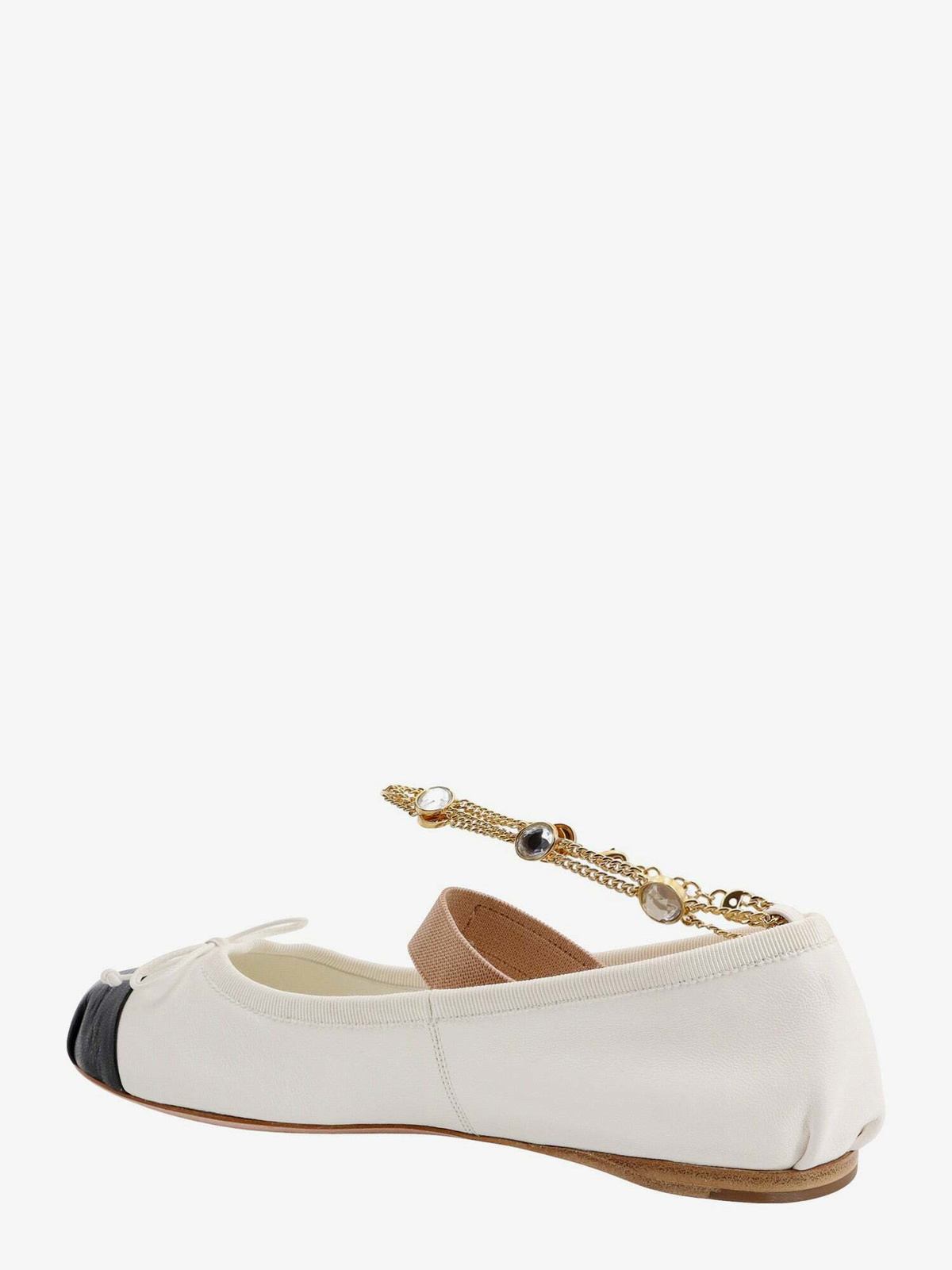 Miu miu jeweled-strap discount leather ballerina flat flesh