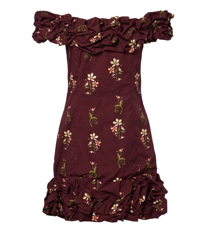 Photo: Agua by Agua Bendita Jardin floral off-shoulder cotton minidress