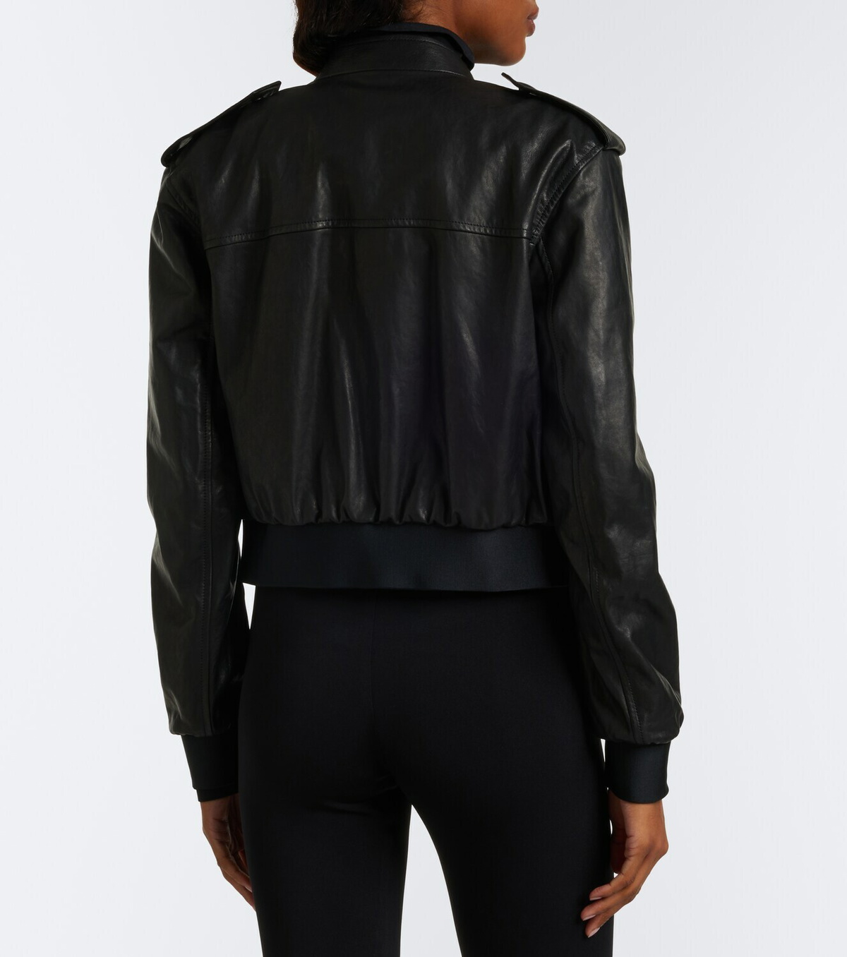 Gucci Cropped leather bomber jacket
