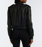 Gucci Cropped leather bomber jacket
