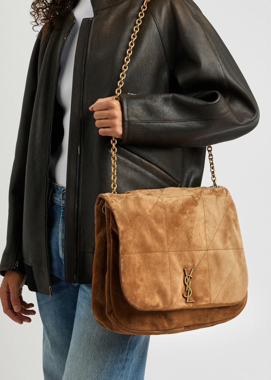 Saint Laurent - Women's Tan Quilted Jamie XL Suede Shoulder