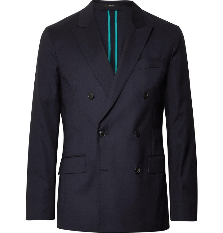 Photo: Paul Smith - Midnight-Blue Soho Slim-Fit Double-Breasted Wool Suit Jacket - Midnight blue