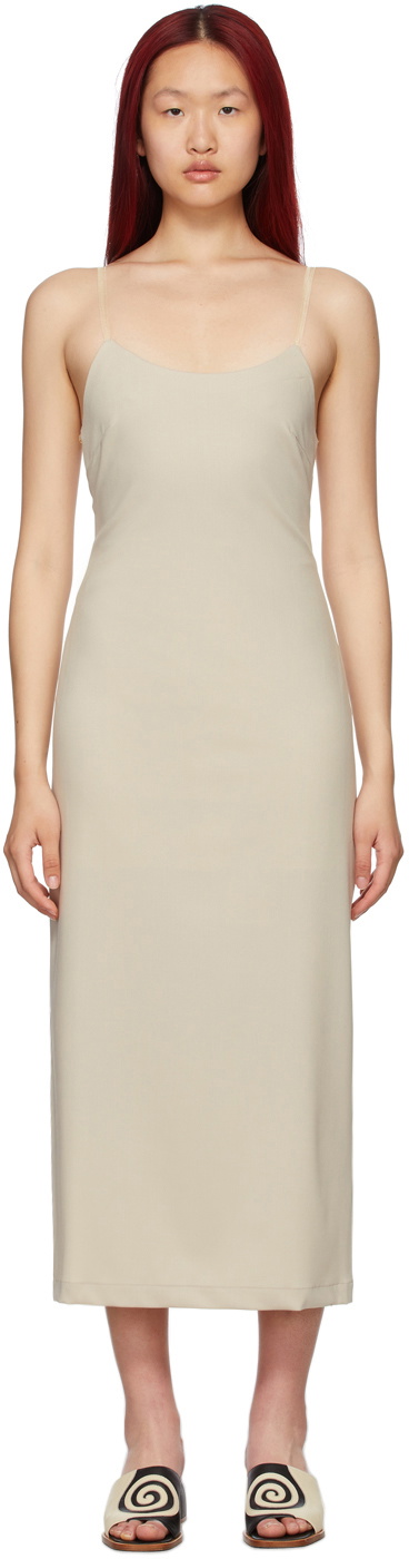 beige wool dress Women's Ease Into It Beige Knit Half-Zip Funnel Collar Longline Sweater Dress | Color: White | Size: L