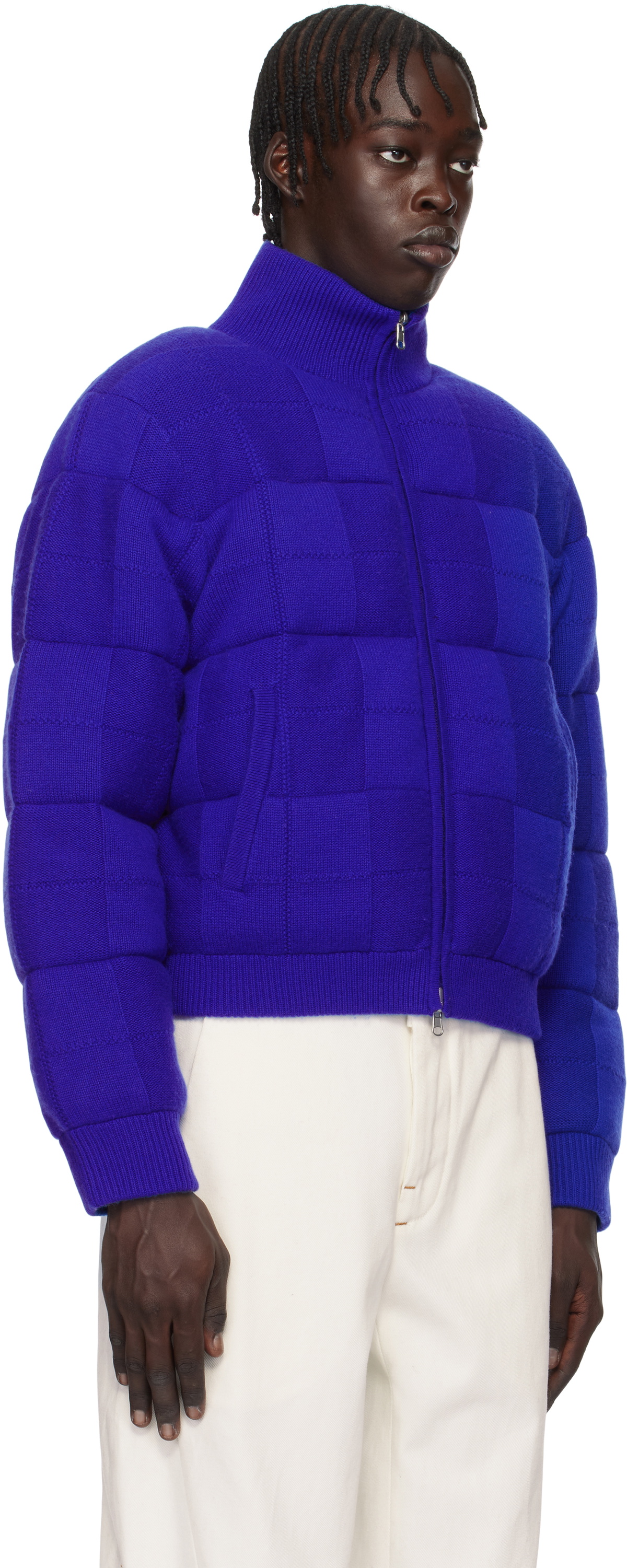 Guest in Residence Blue & Black Quilted Reversible Puffer Jacket