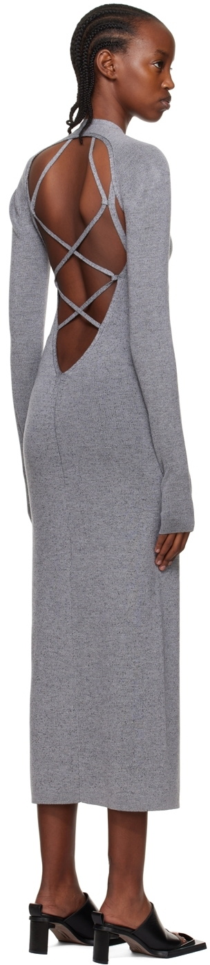 dion lee grey dress Dion Lee Reflective Interlocking-Weave Midi Dress - Grey