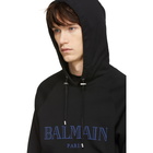 Balmain Black Raw Edge Logo Hoodie