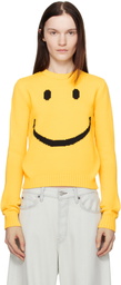Moschino Yellow Cotton Blend Pullover Smiley Sweater