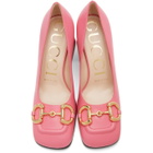 Gucci Pink Horsebit Mid Heel Pumps