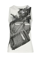 Rabanne Metallic-print Stretch-cotton Tank top White And Black