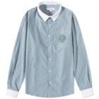 Sporty & Rich Cara Embroidered Shirt in Forest Stripe
