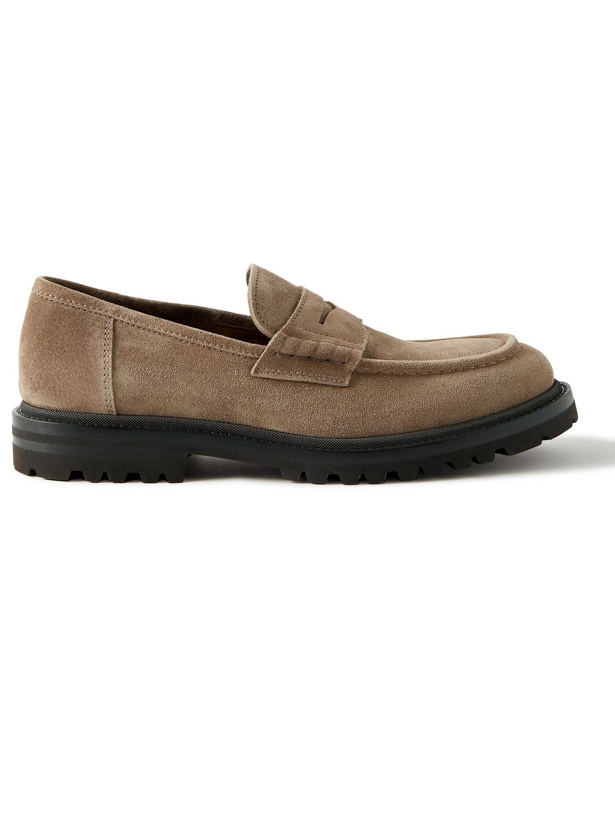 Photo: BRUNELLO CUCINELLI - Suede Penny Loafers - Brown