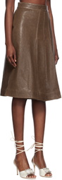 Saks Potts Brown Nicoline Leather Midi Skirt