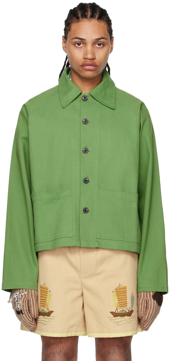 Bode Green Cropped Jacket Bode