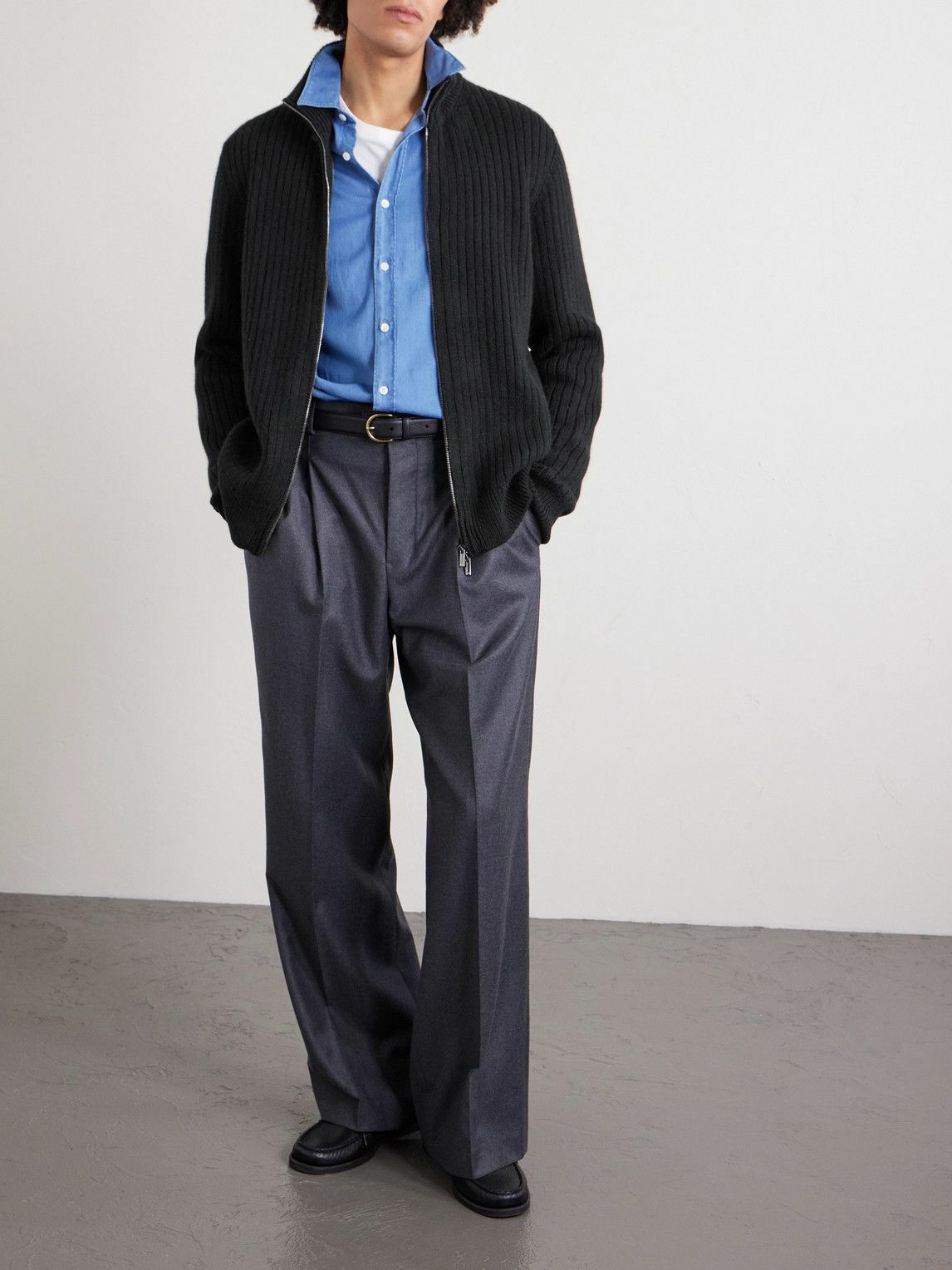 Massimo Alba - Mirko Ribbed Cashmere and Alpaca-Blend Zip-Up Sweater - Black