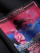 Valentino - Camp-Collar Logo-Appliquéd Cotton-Poplin Shirt - Blue