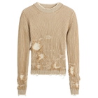 MM6 Maison Margiela Women's Shredded Knit Jumper in Camel/Chalk