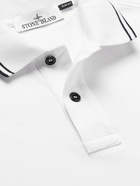 Stone Island - Logo-Appliquéd Stretch-Cotton Piqué Polo Shirt - White